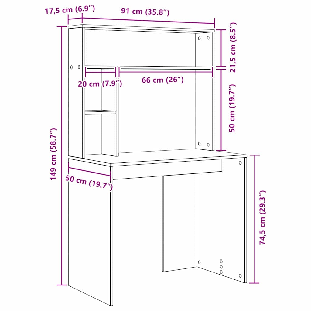 Bord Sonoma eg 91 x 50 x 149 cm Konstrueret træ
