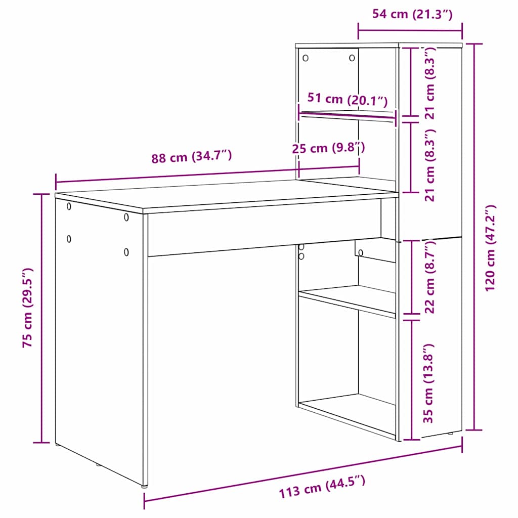 Bord Gammelt træ Konstrueret træ 113 x 54 x 120 cm