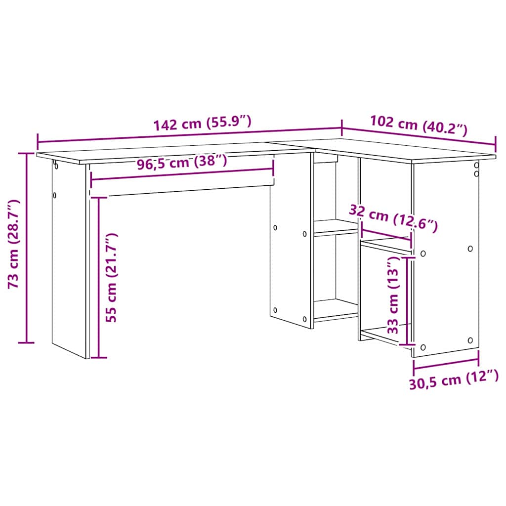 Bord Sonoma eg 142 x 102 x 73 cm Konstrueret træ