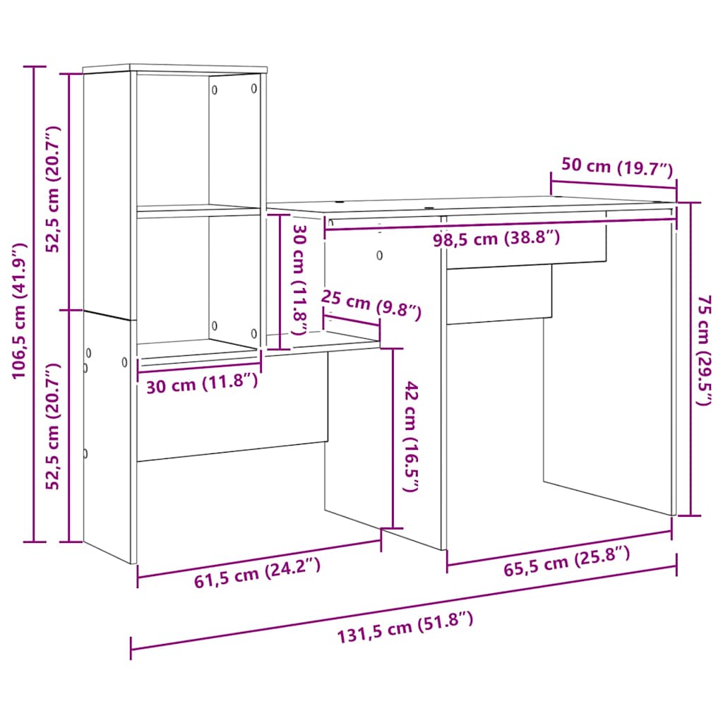 Bord Gammelt træ 131,5 x 50 x 106,5 cm Konstrueret træ