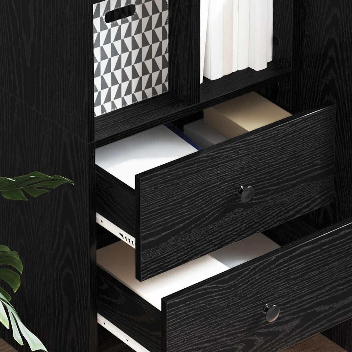 Highboard med skuffe Sort eg 45,5 x 34 x 127 cm