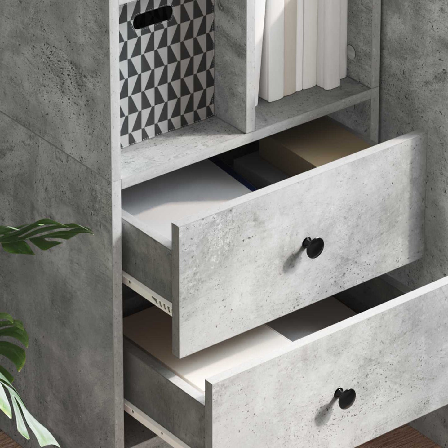 Highboard med skuffe Beton Grå 45,5 x 34 x 127 cm