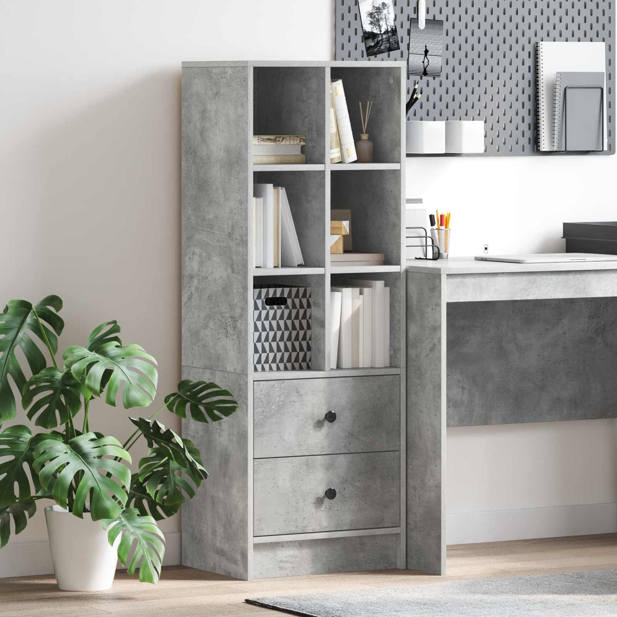 Highboard med skuffe Beton Grå 45,5 x 34 x 127 cm