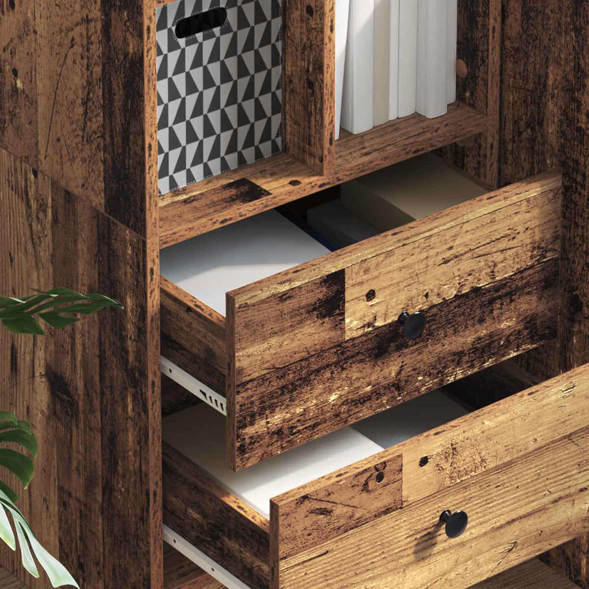 Highboard med skuffe Gammelt træ 45,5 x 34 x 127 cm