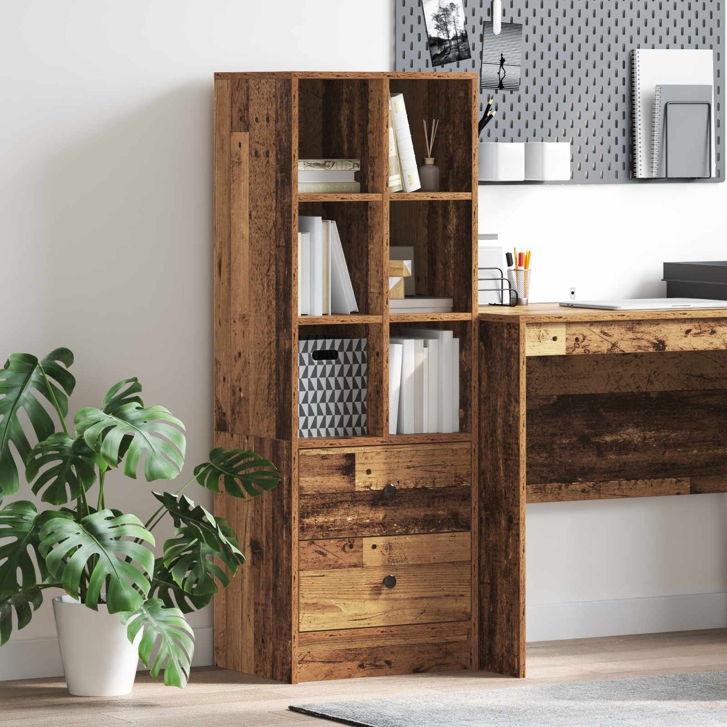 Highboard med skuffe Gammelt træ 45,5 x 34 x 127 cm