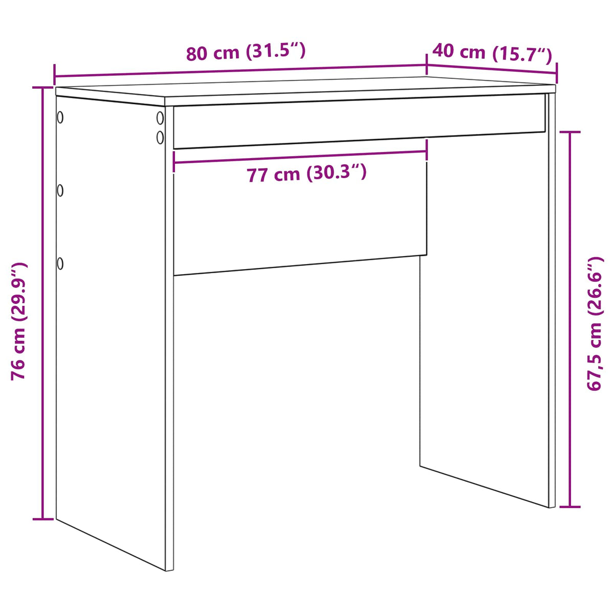 Bord Hvid 80 x 40 x 76 cm