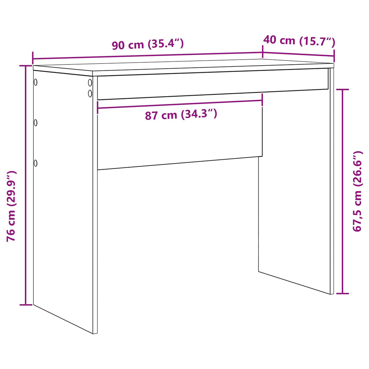 Bord Hvid 90 x 40 x 76 cm