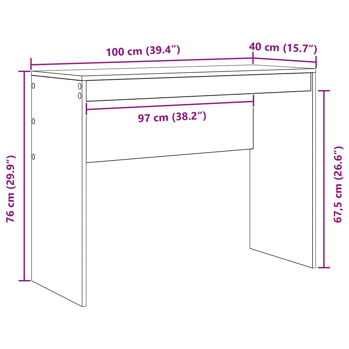 Bord Hvid 100 x 40 x 76 cm