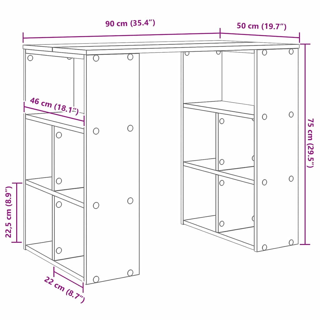 Bord Gammelt træ Konstrueret træ 90 x 50 x 75 cm