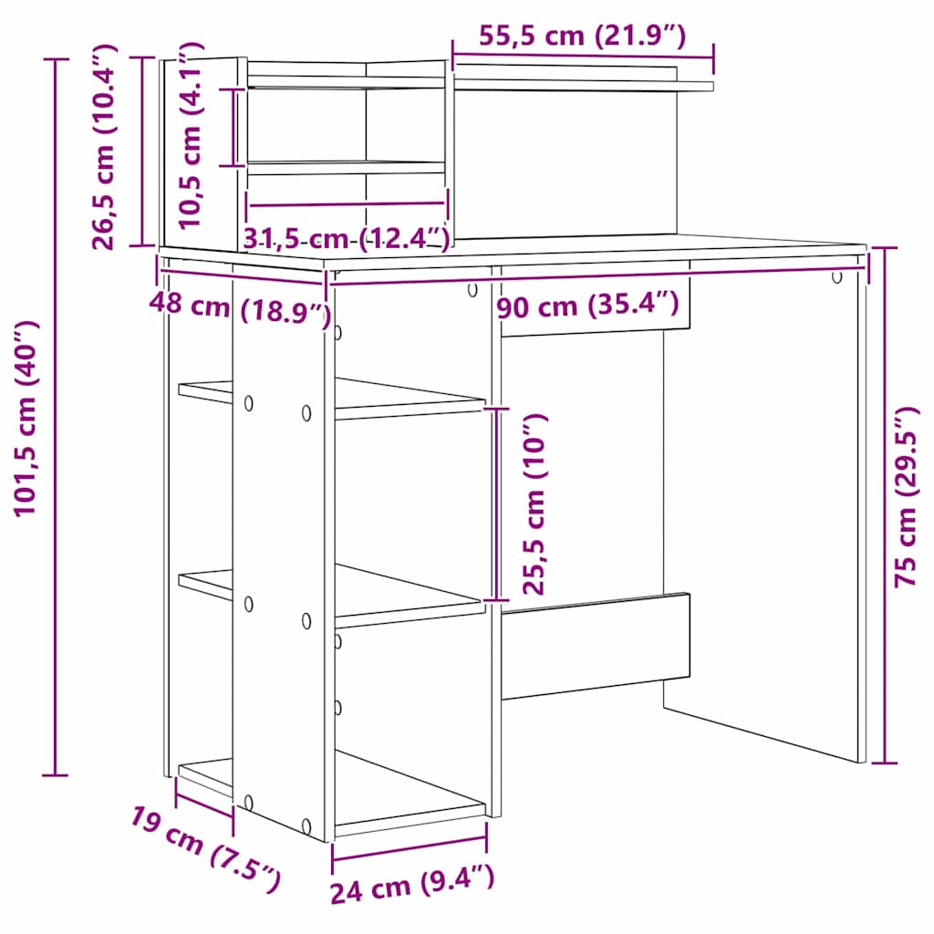 Bord Sort eg Konstrueret træ 90 x 48 x 101,5 cm