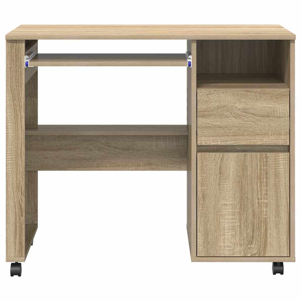 Skrivebord med Hjul Sonoma eg Konstrueret træ 91 x 50 x 77 cm