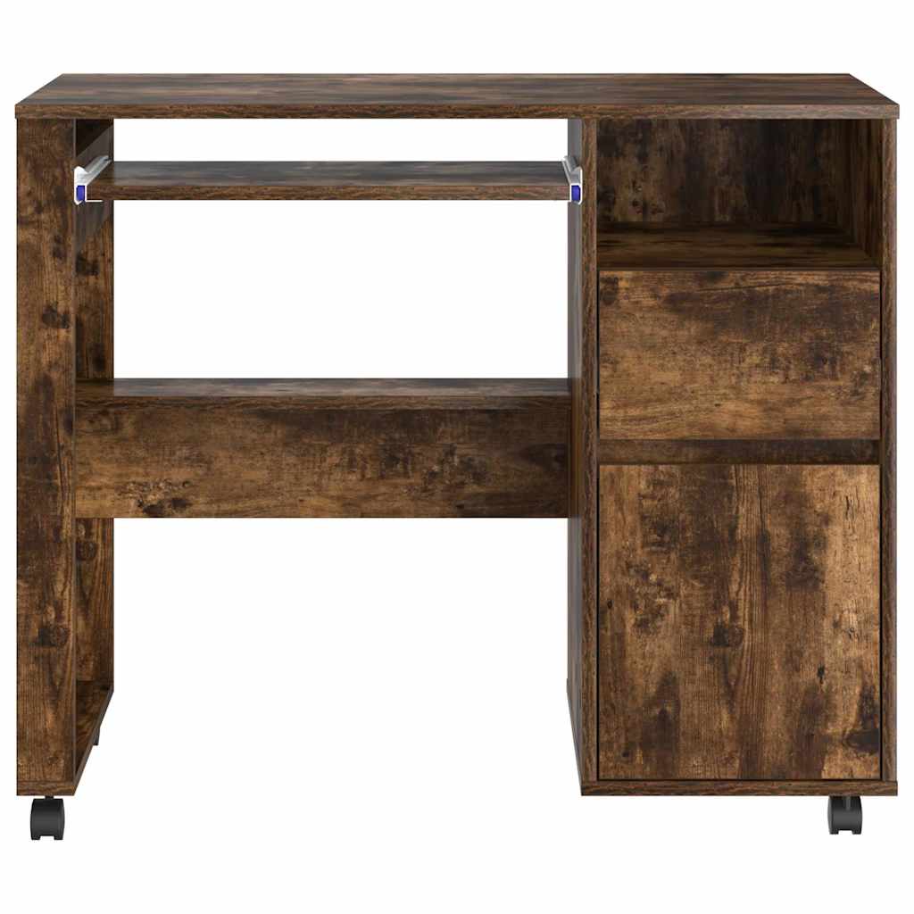 Skrivebord med Hjul Røget eg Konstrueret træ 91 x 50 x 77 cm