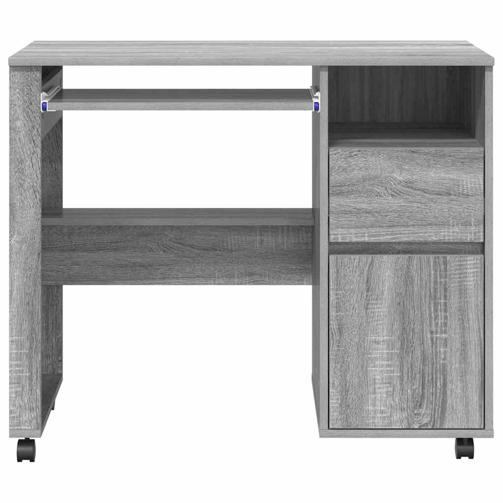 Skrivebord med Hjul Grå Sonoma Konstrueret træ 91 x 50 x 77 cm