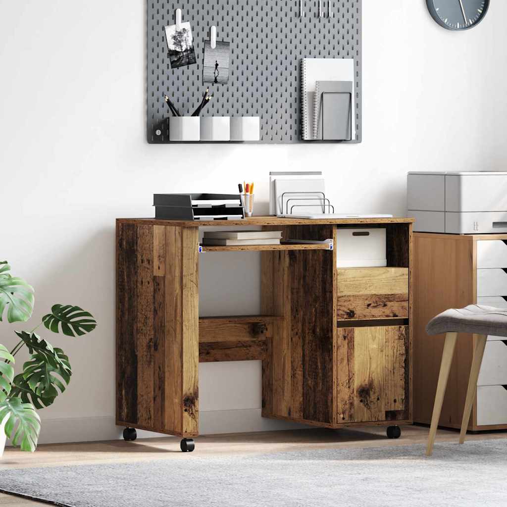Skrivebord med Hjul Gammelt træ Konstrueret træ 91 x 50 x 77 cm