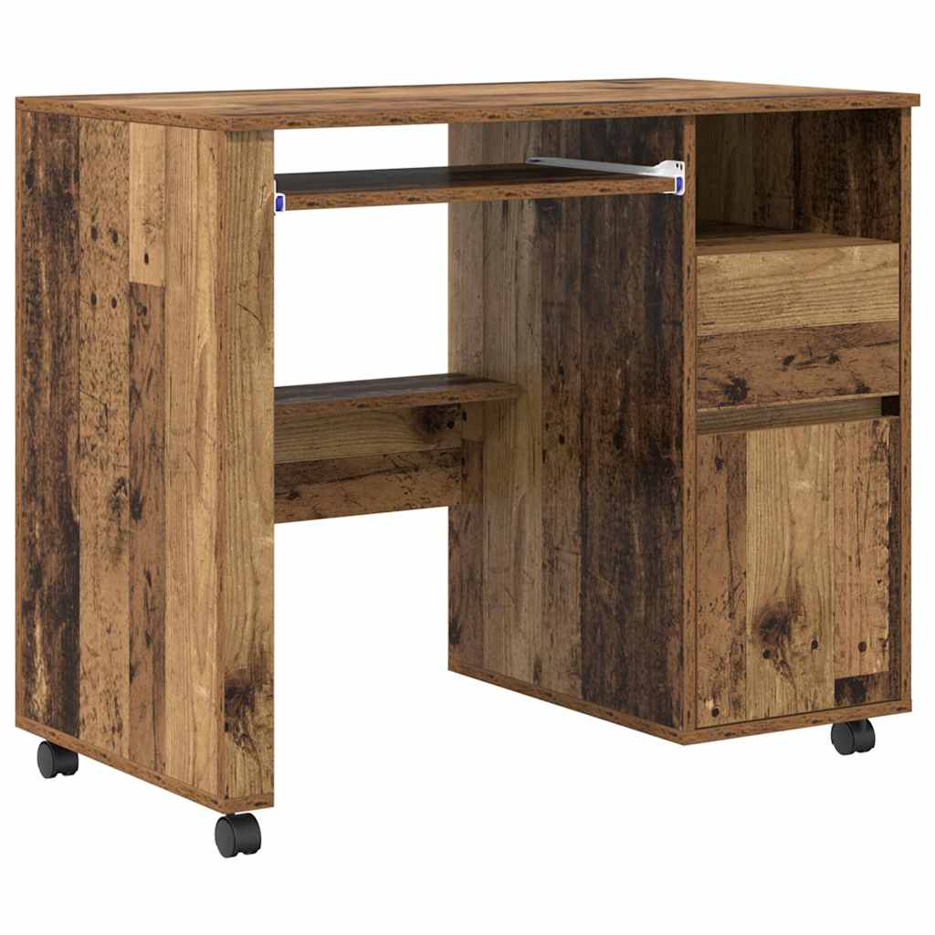 Skrivebord med Hjul Gammelt træ Konstrueret træ 91 x 50 x 77 cm