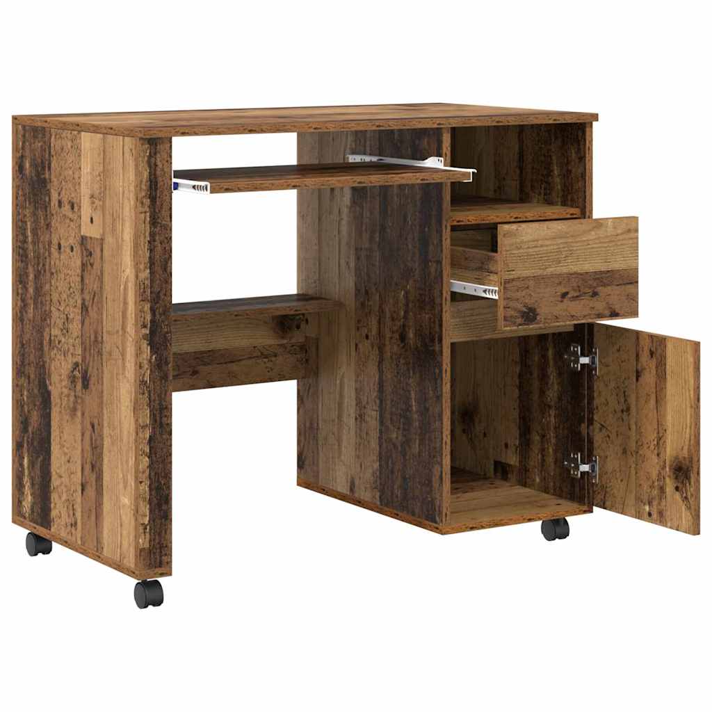 Skrivebord med Hjul Gammelt træ Konstrueret træ 91 x 50 x 77 cm