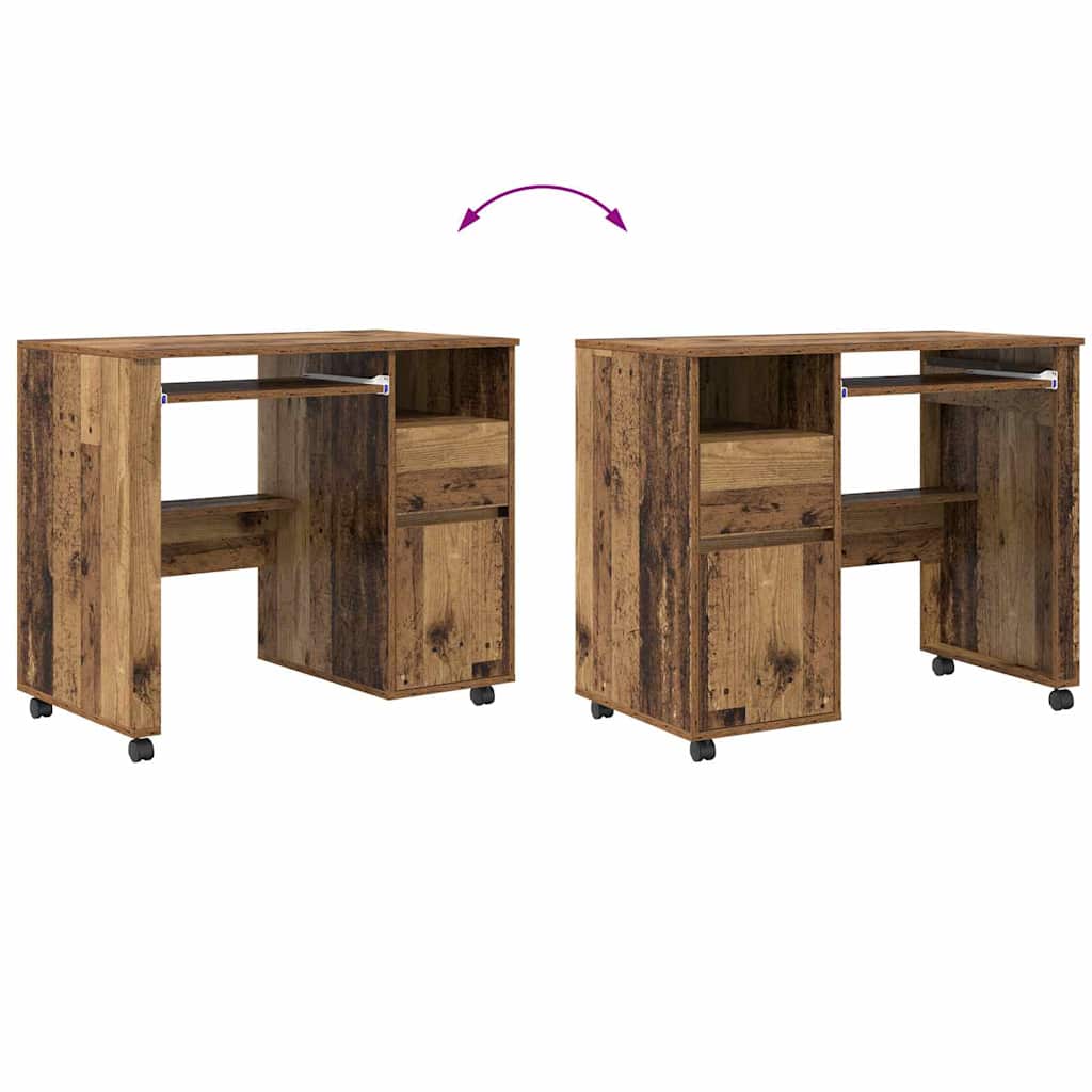 Skrivebord med Hjul Gammelt træ Konstrueret træ 91 x 50 x 77 cm