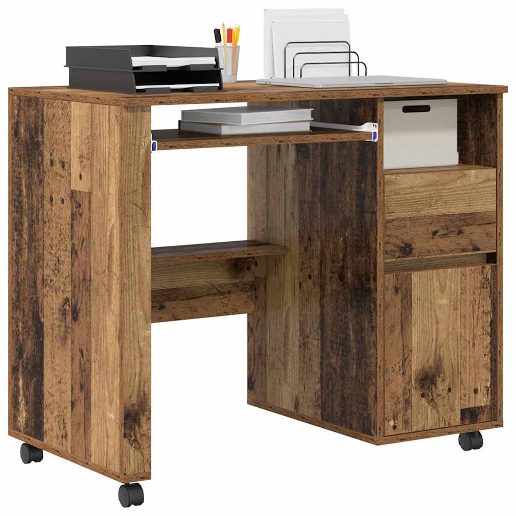 Skrivebord med Hjul Gammelt træ Konstrueret træ 91 x 50 x 77 cm