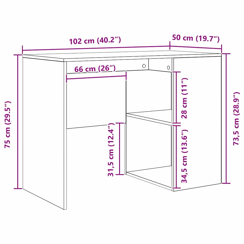 Bord Hvid Konstrueret træ 102 x 50 x 75 cm