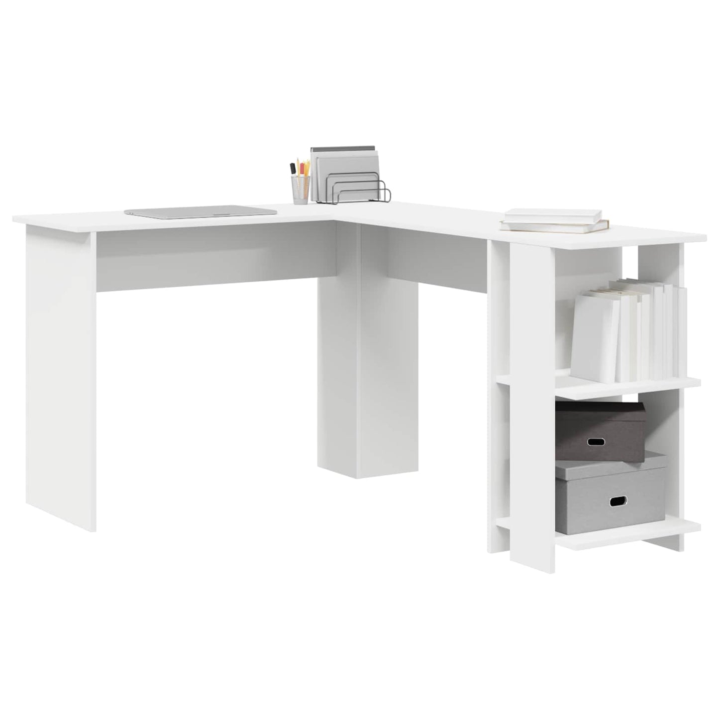 Hjørneskrivebord Hvid Konstrueret træ 140 x 113,5 x 75 cm