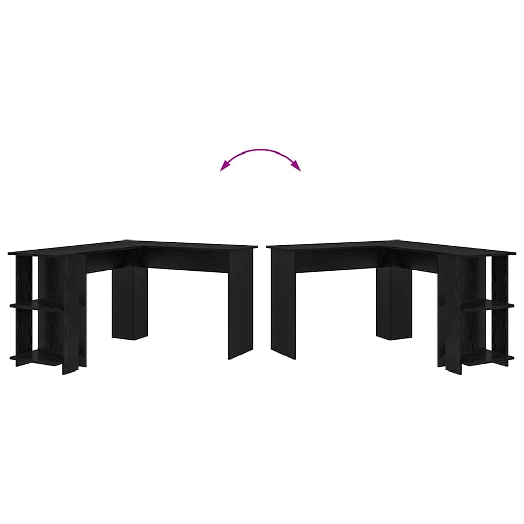 Hjørneskrivebord Sort eg Konstrueret træ 140 x 113,5 x 75 cm