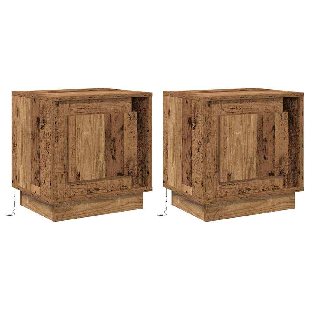 Natskab 2 stk. Gammelt træ 44 x 34,5 x 45 cm Konstrueret træ