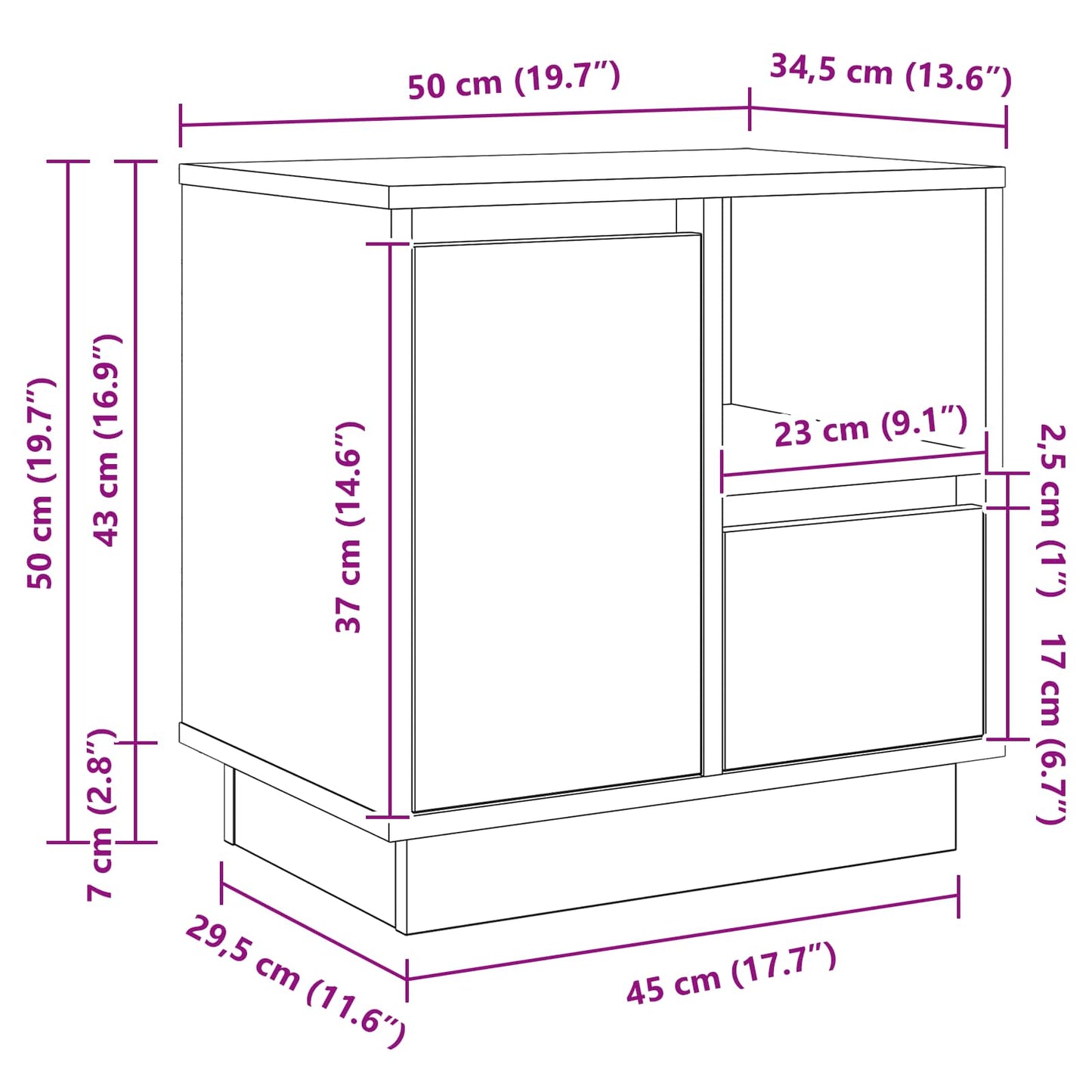 Natskab Røget eg 50 x 34,5 x 50 cm. Konstrueret træ