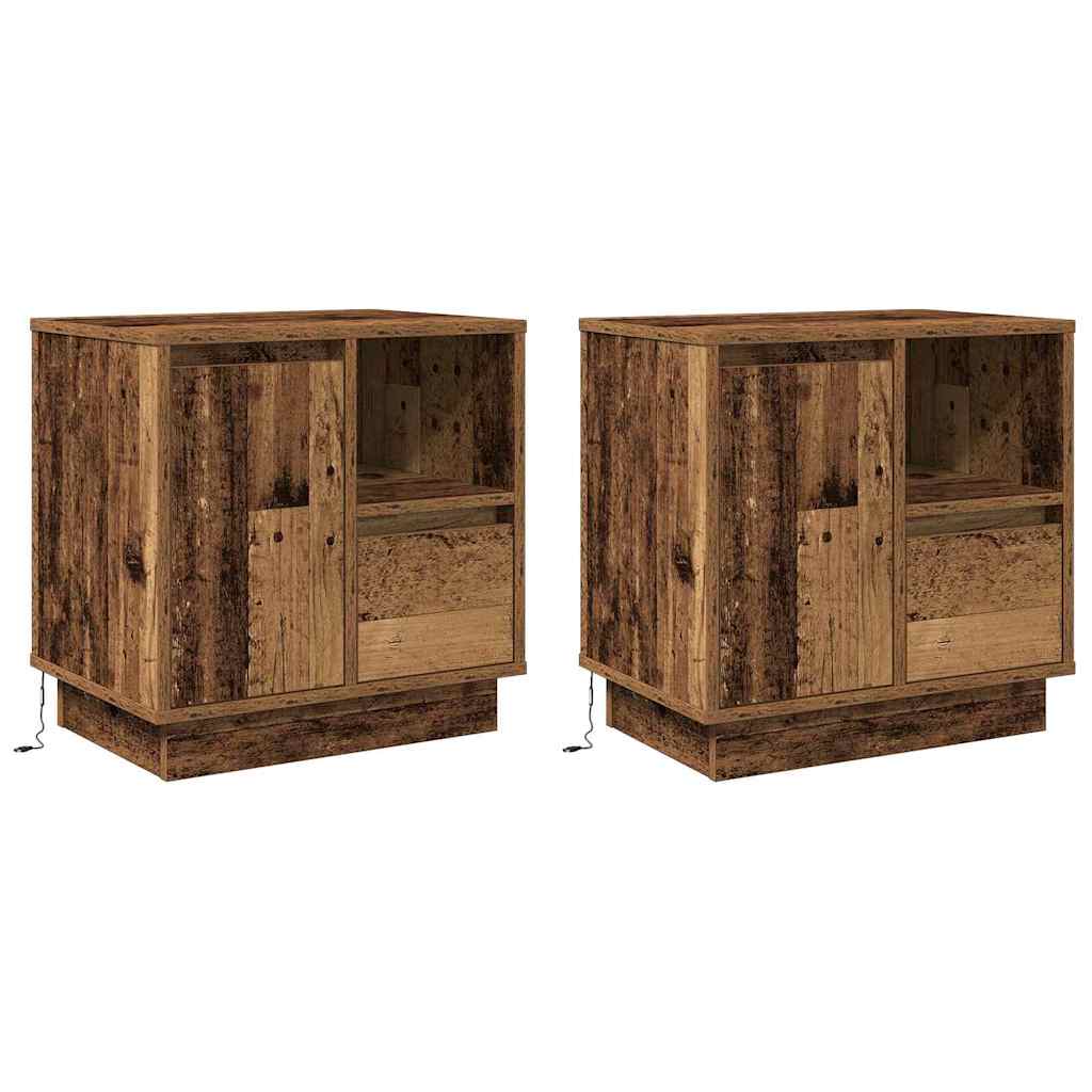 Natskab 2 stk. Gammelt træ 50 x 34,5 x 50 cm. Konstrueret træ