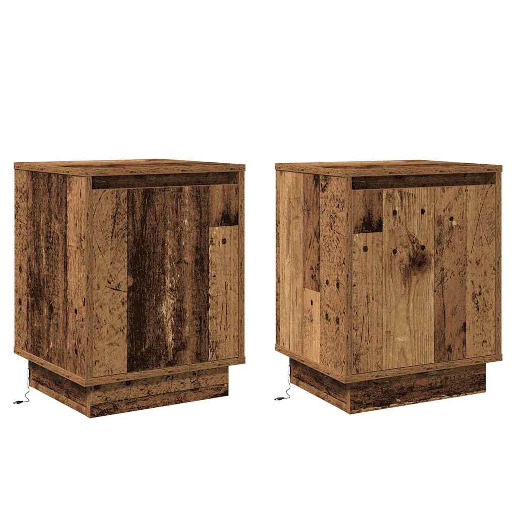 Natskab 2 stk. Gammelt træ 39 x 34,5 x 50 cm Konstrueret træ