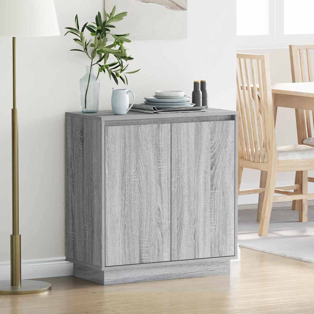 LED Sideboard Grå sonoma-eg 71 x 34,5 x 75 cm Konstrueret træ