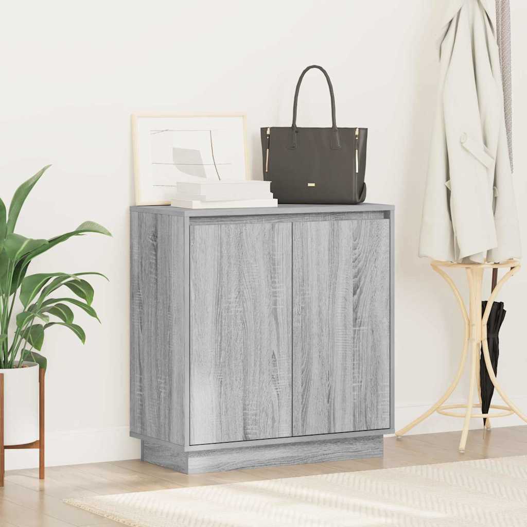 LED Sideboard Grå sonoma-eg 71 x 34,5 x 75 cm Konstrueret træ
