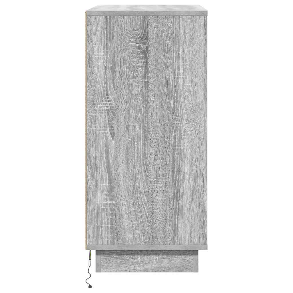 LED Sideboard Grå sonoma-eg 71 x 34,5 x 75 cm Konstrueret træ
