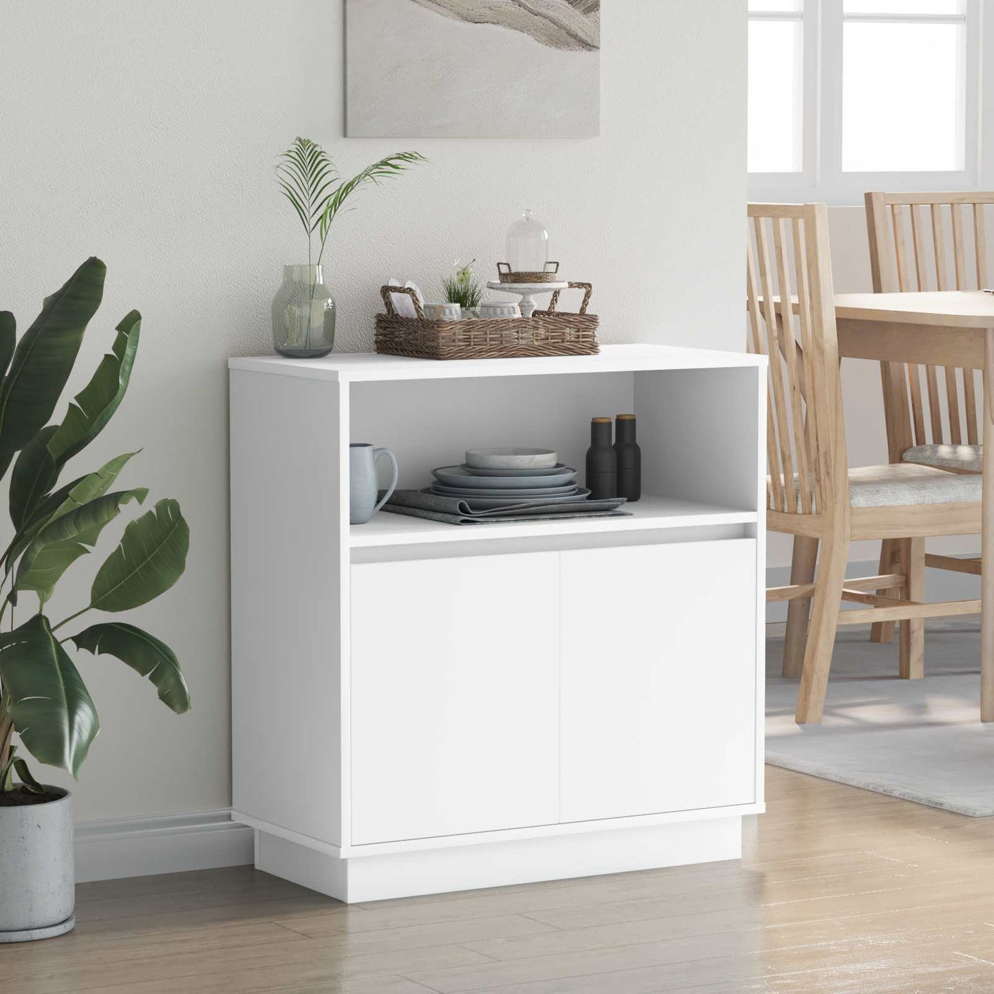 LED Sideboard Hvid 71 x 34,5 x 75 cm Konstrueret træ