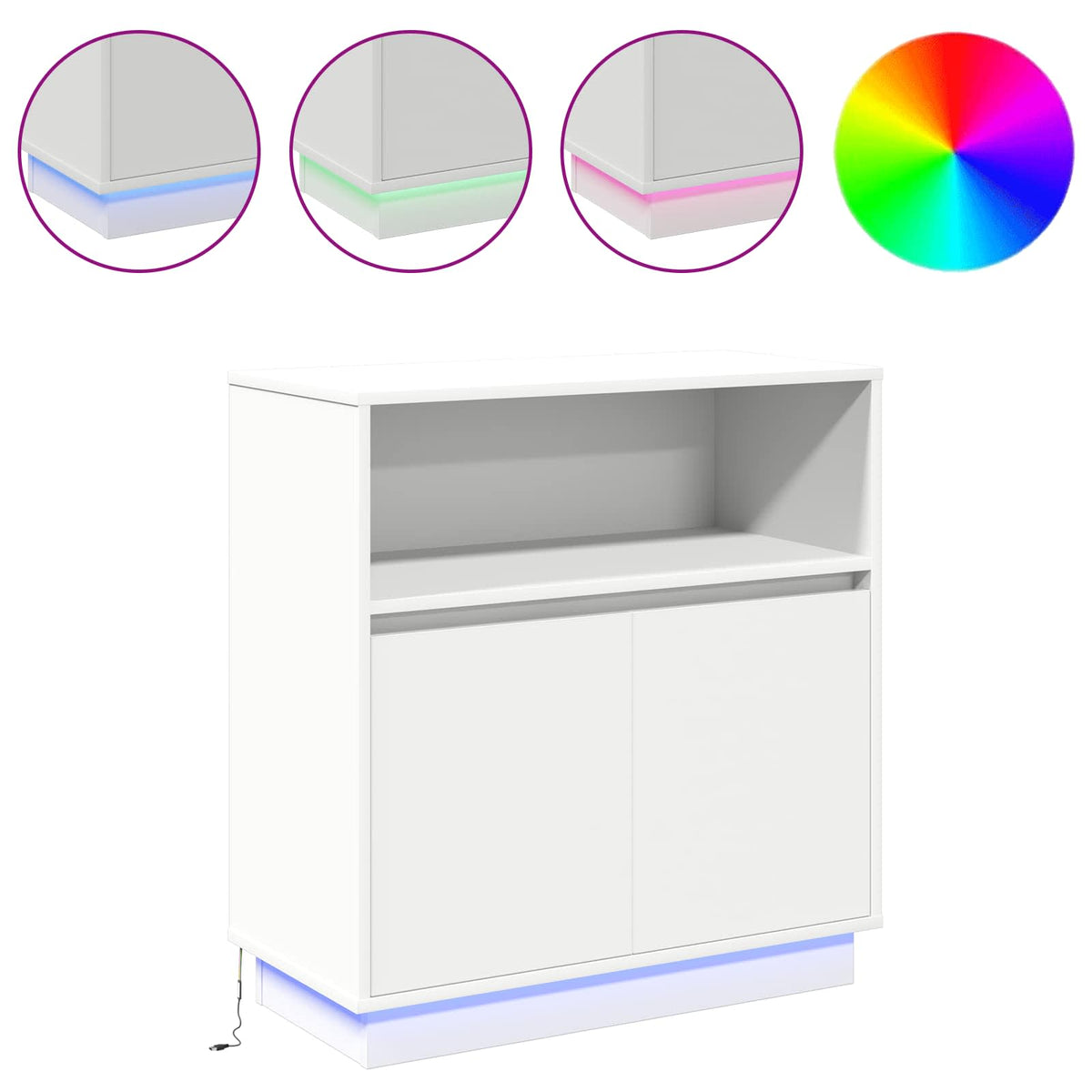 LED Sideboard Hvid 71 x 34,5 x 75 cm Konstrueret træ