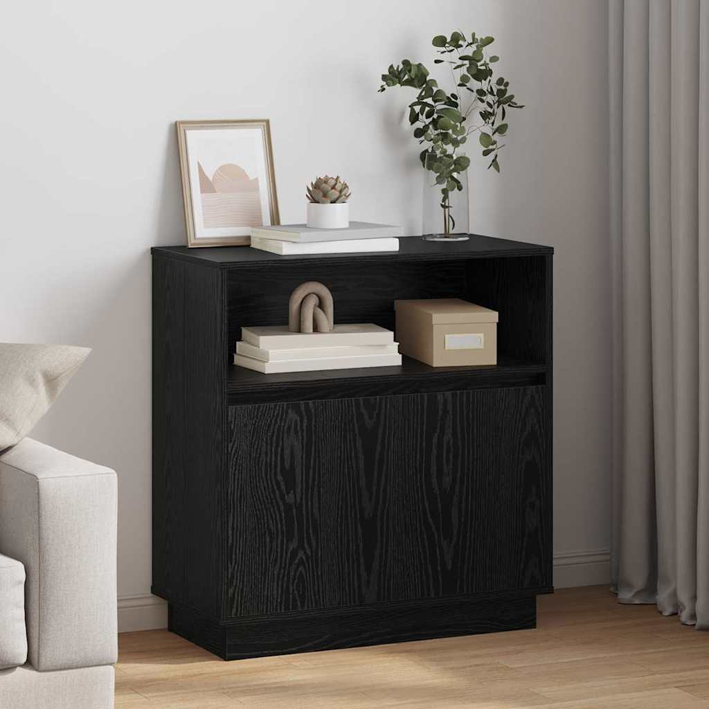 LED Sideboard Sort eg 71 x 34,5 x 75 cm Konstrueret træ