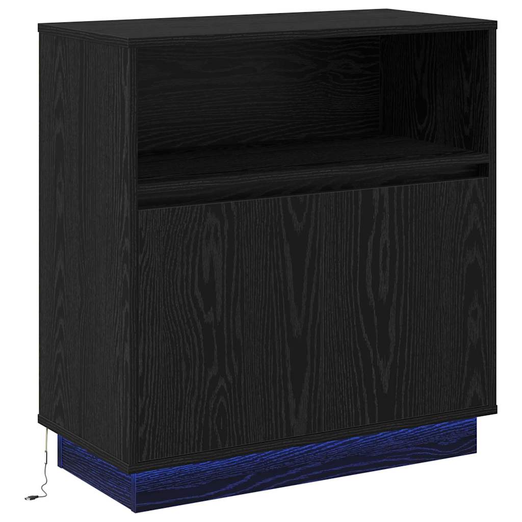 LED Sideboard Sort eg 71 x 34,5 x 75 cm Konstrueret træ