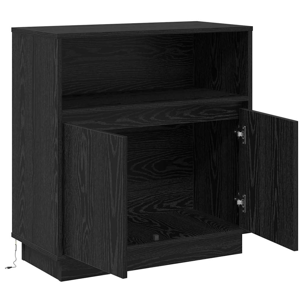 LED Sideboard Sort eg 71 x 34,5 x 75 cm Konstrueret træ