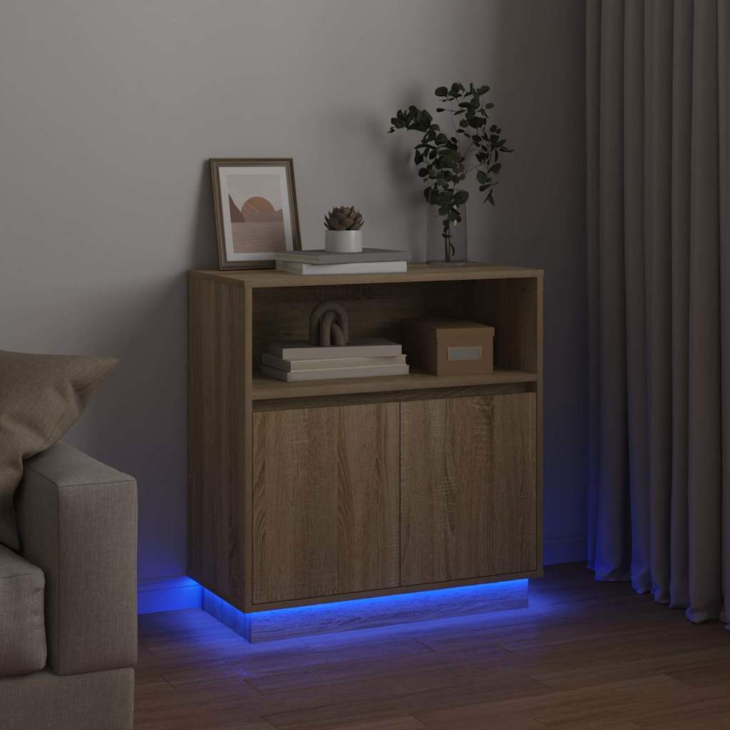 LED Sideboard Sonoma eg 71 x 34,5 x 75 cm Konstrueret træ