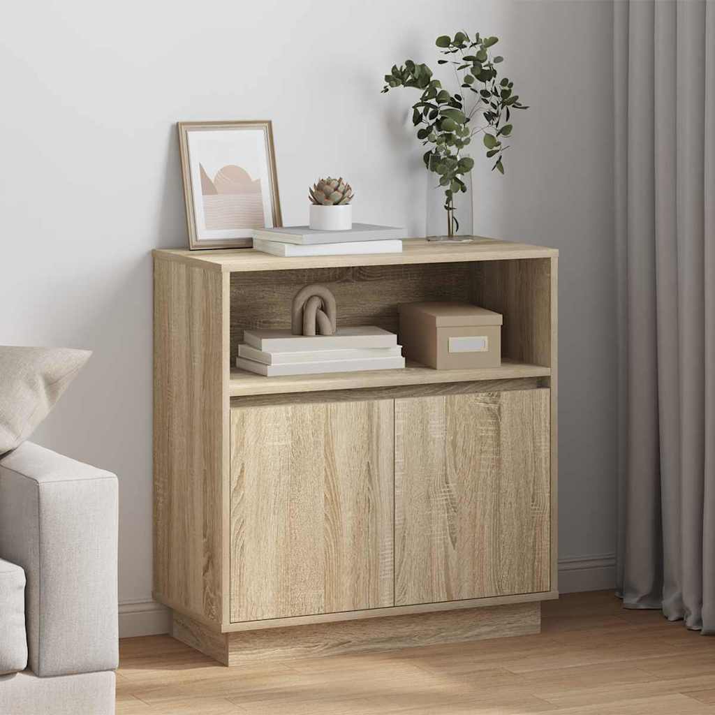 LED Sideboard Sonoma eg 71 x 34,5 x 75 cm Konstrueret træ