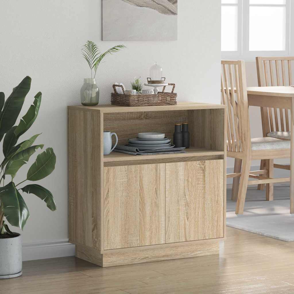 LED Sideboard Sonoma eg 71 x 34,5 x 75 cm Konstrueret træ
