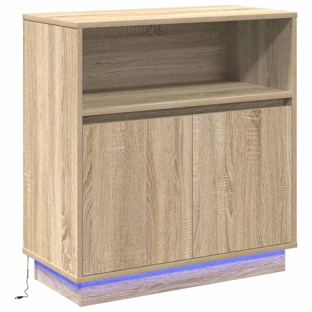 LED Sideboard Sonoma eg 71 x 34,5 x 75 cm Konstrueret træ