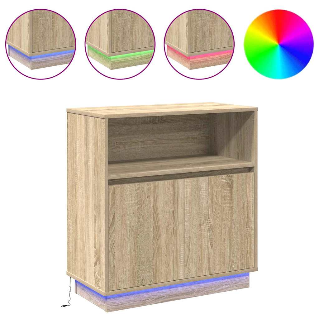 LED Sideboard Sonoma eg 71 x 34,5 x 75 cm Konstrueret træ