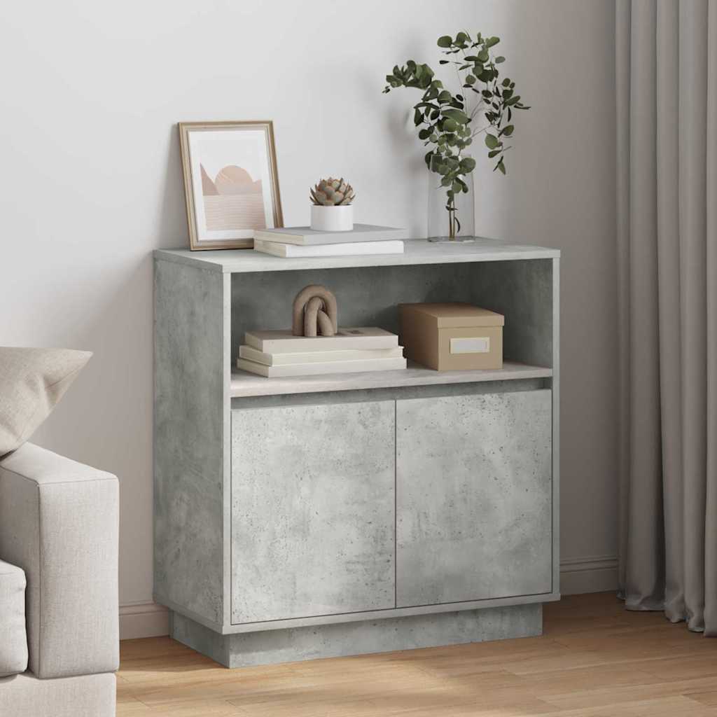 LED Sideboard Betongrå 71 x 34,5 x 75 cm Konstrueret træ