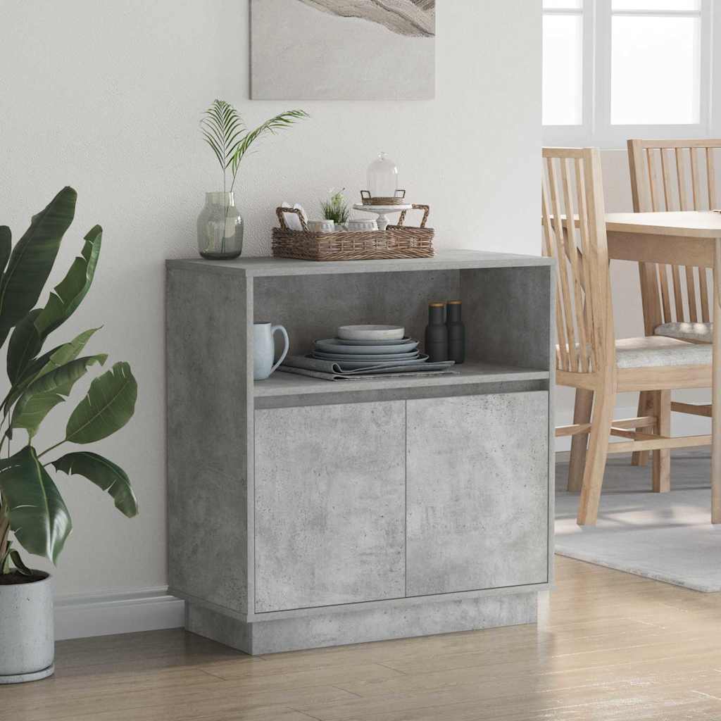 LED Sideboard Betongrå 71 x 34,5 x 75 cm Konstrueret træ