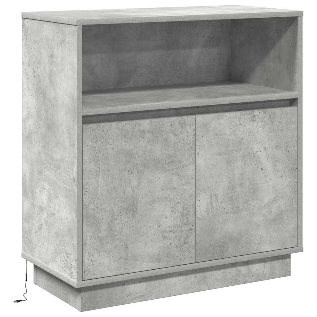LED Sideboard Betongrå 71 x 34,5 x 75 cm Konstrueret træ