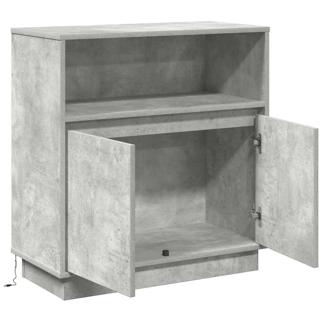 LED Sideboard Betongrå 71 x 34,5 x 75 cm Konstrueret træ