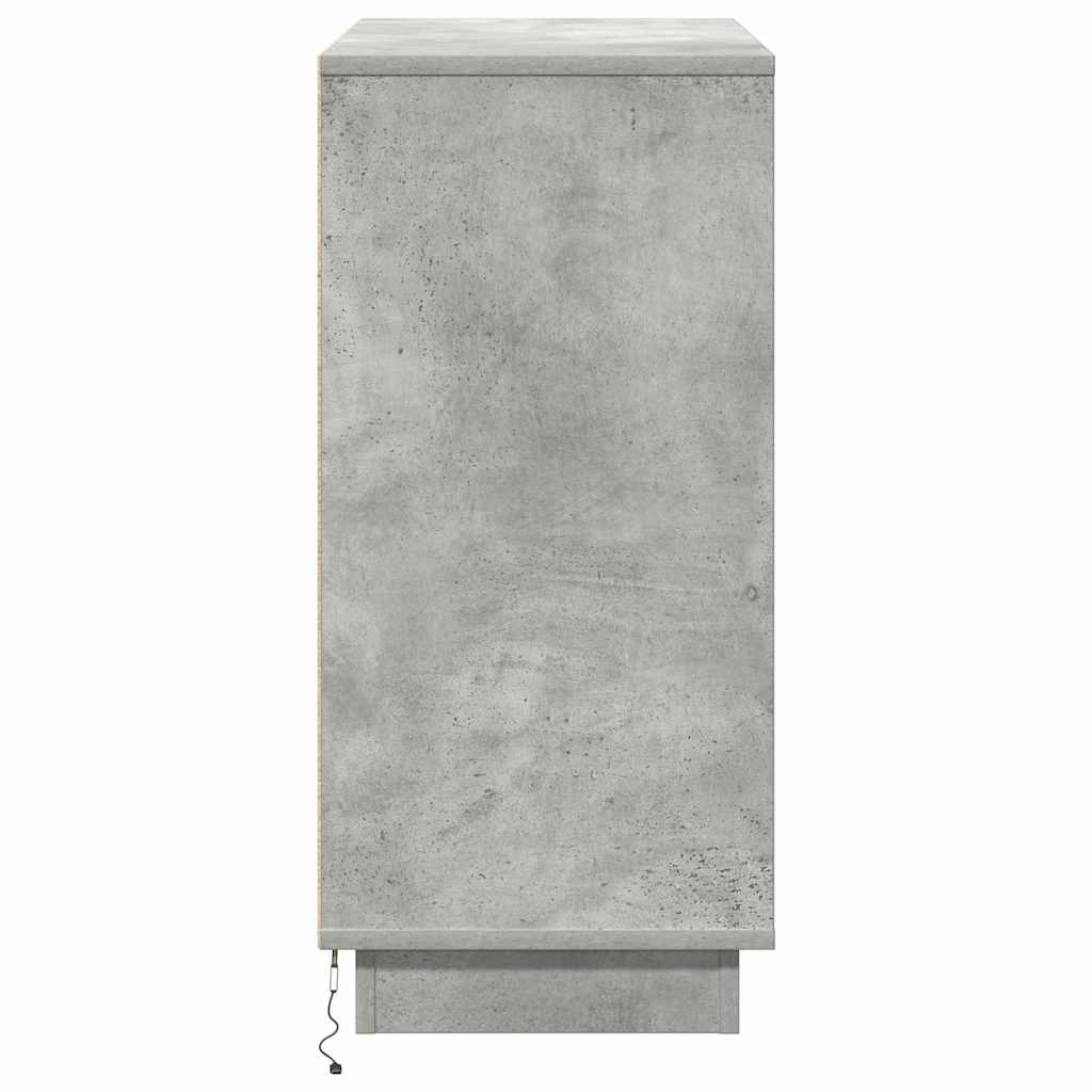 LED Sideboard Betongrå 71 x 34,5 x 75 cm Konstrueret træ