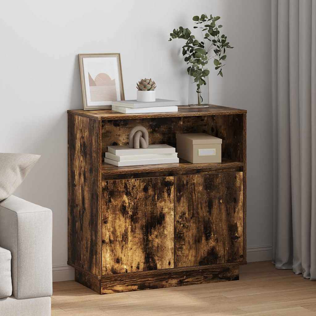 LED Sideboard Røget eg 71 x 34,5 x 75 cm Konstrueret træ