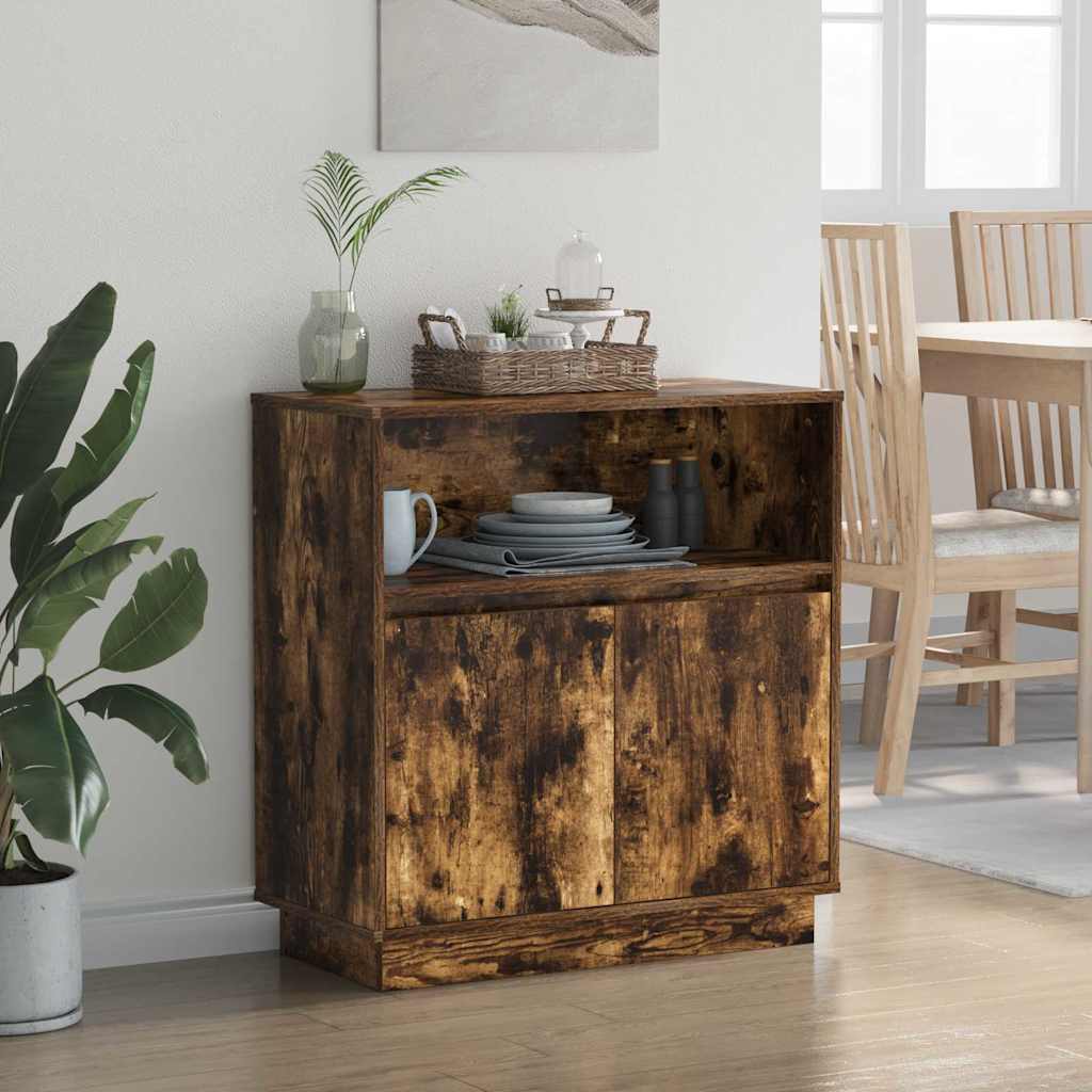 LED Sideboard Røget eg 71 x 34,5 x 75 cm Konstrueret træ