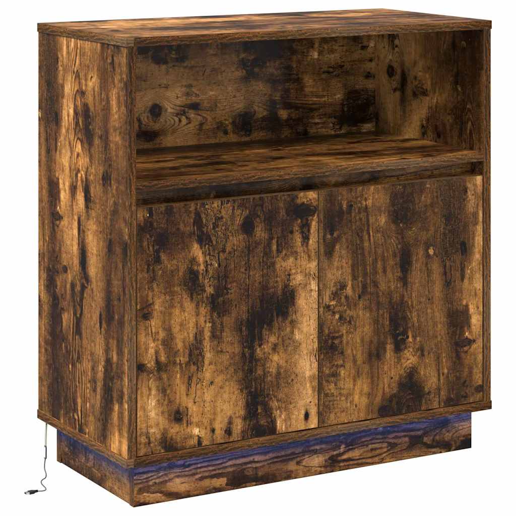 LED Sideboard Røget eg 71 x 34,5 x 75 cm Konstrueret træ